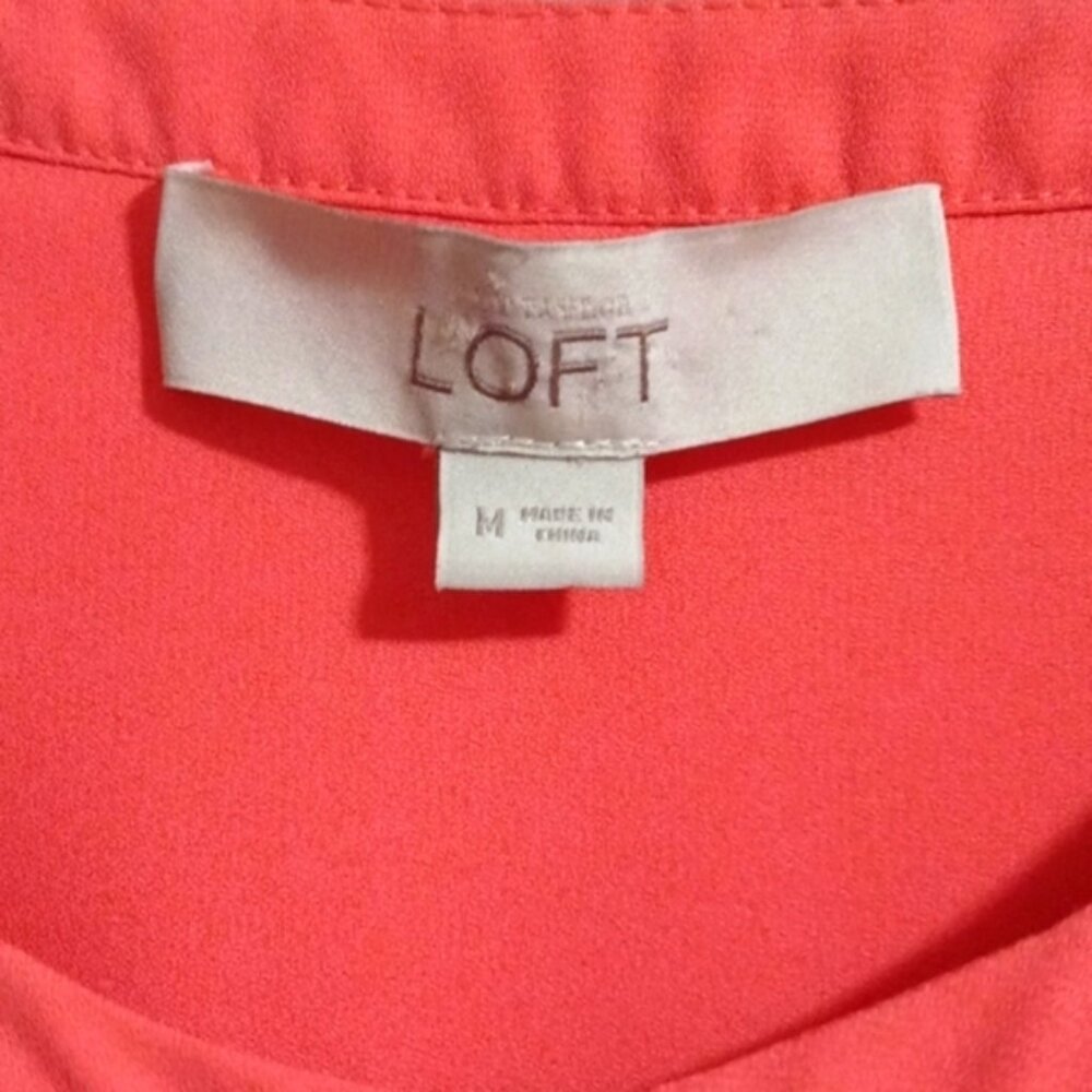 Loft - Coral Tuxedo Style Tunic Top - image 3
